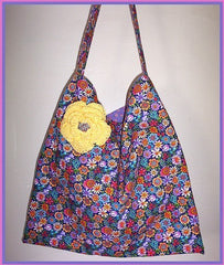 Mia Bella Fabric Tote, Market, Book Bag in Groovy Garden